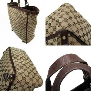 Gucci canvas handbag brown GG leather